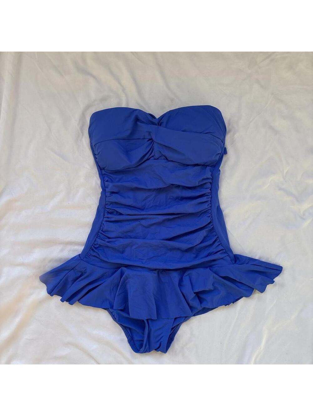 Lauren Ralph Lauren Blue Skirted One Piece Swimsuit 4 Retro Pinup